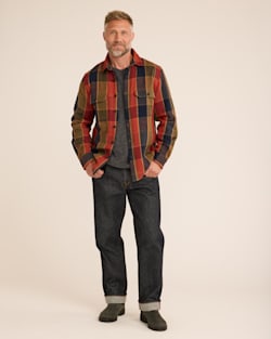 ALTERNATE VIEW OF MEN'S PLAID ARCADIA FLANNEL SHIRT IN RED/OLIVE/NAVY CHECK image number 5