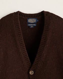 ALTERNATE VIEW OF MEN'S SHETLAND COLLECTION CARDIGAN IN ESPRESSO HEATHER image number 2