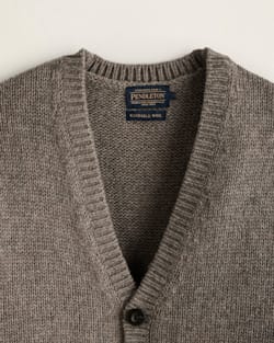 ALTERNATE VIEW OF MEN'S SHETLAND COLLECTION CARDIGAN IN STONE HEATHER image number 2