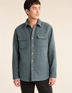 MEN'S DOUBLESOFT SHERPA-LINED SHIRT JACKET IN SEA GREEN image number 1