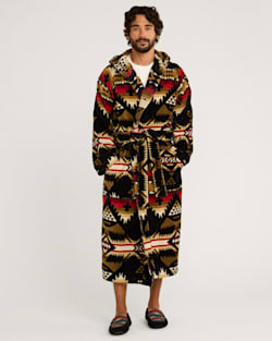 ALTERNATE VIEW OF UNISEX NEHALEM COTTON TERRY VELOUR ROBE IN BLACK/RED image number 2