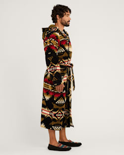 ALTERNATE VIEW OF UNISEX NEHALEM COTTON TERRY VELOUR ROBE IN BLACK/RED image number 3