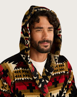 ALTERNATE VIEW OF UNISEX NEHALEM COTTON TERRY VELOUR ROBE IN BLACK/RED image number 6