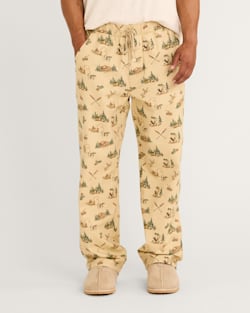ALTERNATE VIEW OF MEN'S CAMP PRINT FLANNEL PAJAMA PANTS IN TAN MULTI image number 2