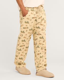 ALTERNATE VIEW OF MEN'S CAMP PRINT FLANNEL PAJAMA PANTS IN TAN MULTI image number 3