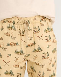 ALTERNATE VIEW OF MEN'S CAMP PRINT FLANNEL PAJAMA PANTS IN TAN MULTI image number 5