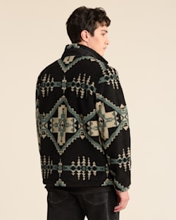 ALTERNATE VIEW OF MEN'S TAHUYA BERBER FLEECE JACKET IN HUNTER/BLACK FOUR CORNERS image number 3