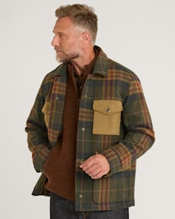 MEN'S VALMONT WOOL CHORE JACKET IN NAVY/OLIVE CAMP PLAID image number 1
