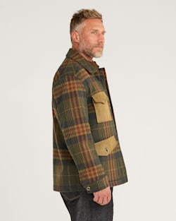 ALTERNATE VIEW OF MEN'S VALMONT WOOL CHORE JACKET IN NAVY/OLIVE CAMP PLAID image number 2