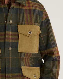 ALTERNATE VIEW OF MEN'S VALMONT WOOL CHORE JACKET IN NAVY/OLIVE CAMP PLAID image number 4