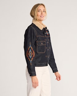 ALTERNATE VIEW OF UNISEX PENDLETON UK EMBROIDERED DENIM JACKET IN INDIGO image number 3
