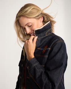 ALTERNATE VIEW OF UNISEX PENDLETON UK EMBROIDERED DENIM JACKET IN INDIGO image number 4