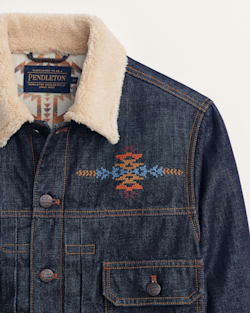 ALTERNATE VIEW OF UNISEX PENDLETON UK EMBROIDERED DENIM JACKET IN INDIGO image number 6