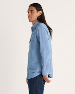 ALTERNATE VIEW OF MEN'S HARDING EMBROIDERED CHAMBRAY GAMBLER SHIRT IN LIGHT BLUE/HARDING image number 3