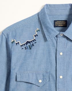 ALTERNATE VIEW OF MEN'S HARDING EMBROIDERED CHAMBRAY GAMBLER SHIRT IN LIGHT BLUE/HARDING image number 5