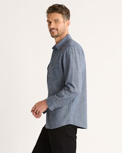 ALTERNATE VIEW OF MEN'S RODEO EMBROIDERED CHAMBRAY GAMBLER SHIRT IN DARK BLUE/RODEO image number 3