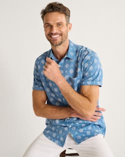 MEN'S SHORELINE COTTON SHIRT IN BLUE HARDING image number 1