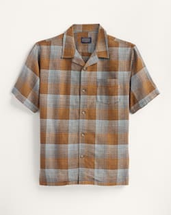 MEN'S PLAID LINEN CAMP SHIRT IN BROWN/BLUE OMBRE image number 1