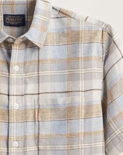 ALTERNATE VIEW OF MEN'S PLAID SHORELINE LINEN SHIRT IN GREY MULTI image number 2
