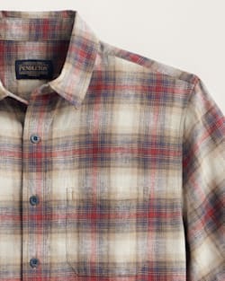 ALTERNATE VIEW OF MEN'S PLAID SHORELINE LINEN SHIRT IN TAN/BRICK image number 2