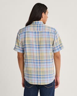 ALTERNATE VIEW OF MEN'S PLAID SHORELINE LINEN SHIRT IN BLUE MULTI image number 2