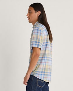 ALTERNATE VIEW OF MEN'S PLAID SHORELINE LINEN SHIRT IN BLUE MULTI image number 3