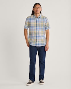 ALTERNATE VIEW OF MEN'S PLAID SHORELINE LINEN SHIRT IN BLUE MULTI image number 4