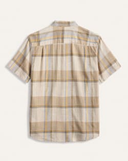 ALTERNATE VIEW OF MEN'S SHORT-SLEEVE PLAID SHORELINE LINEN SHIRT IN ECRU/TAN/BLUE image number 2