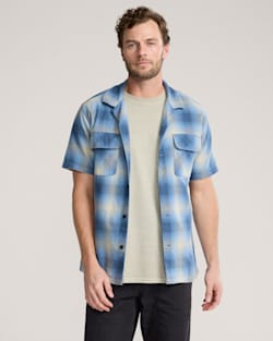 MEN'S SHORT-SLEEVE PLAID COTTON BOARD SHIRT IN NAVY/BLUE PLAID image number 1
