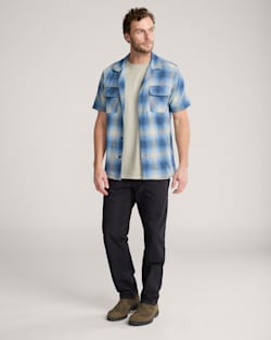 ALTERNATE VIEW OF MEN'S SHORT-SLEEVE PLAID COTTON BOARD SHIRT IN NAVY/BLUE PLAID image number 5