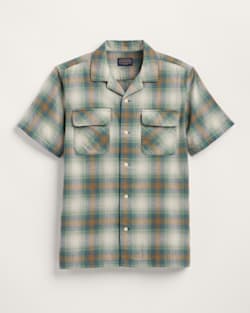 MEN'S SHORT-SLEEVE PLAID COTTON BOARD SHIRT IN GREEN/GOLD PLAID image number 1