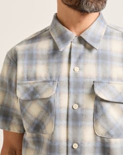 ALTERNATE VIEW OF MEN'S SHORT-SLEEVE PLAID BOARD SHIRT IN TAN/BLUE/GREY OMBRE image number 3