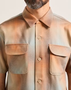 ALTERNATE VIEW OF MEN'S SHORT-SLEEVE PLAID BOARD SHIRT IN TAN/ORANGE OMBRE image number 3