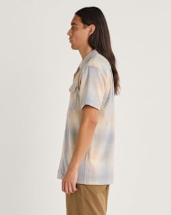 ALTERNATE VIEW OF MEN'S SHORT-SLEEVE PLAID BOARD SHIRT IN TAN/GREY MIX OMBRE image number 3