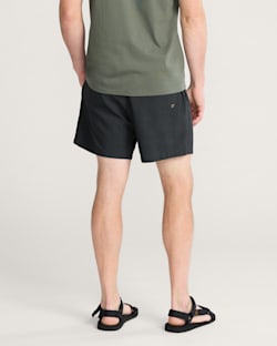 ALTERNATE VIEW OF BANDED CROWN HYDROMORPH SWIM TRUNKS IN BLACK image number 3