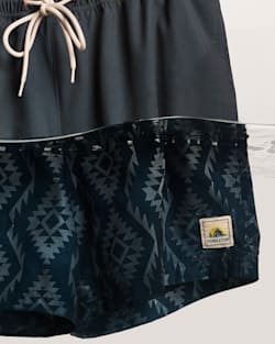 VIEW OF BANDED CROWN HYDROMORPH SWIM TRUNKS IN BLACK WET image number 6