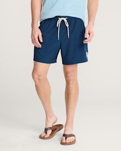 BANDED CROWN HYDROMORPH SWIM TRUNKS IN DRESS BLUES image number 1