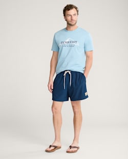 ALTERNATE VIEW OF BANDED CROWN HYDROMORPH SWIM TRUNKS IN DRESS BLUES image number 2