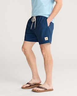 ALTERNATE VIEW OF BANDED CROWN HYDROMORPH SWIM TRUNKS IN DRESS BLUES image number 4