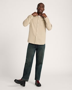 ALTERNATE VIEW OF FREMONT COTTON FLANNEL SHIRT IN TAN HEATHER image number 6