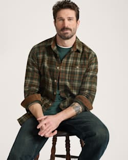 PLAID COTTON FREMONT FLANNEL SHIRT IN OLIVE RUST PLAID image number 1