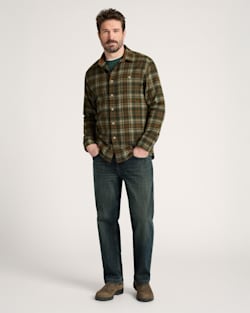 ALTERNATE VIEW OF PLAID COTTON FREMONT FLANNEL SHIRT IN OLIVE RUST PLAID image number 6