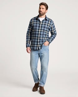 ALTERNATE VIEW OF MEN'S PLAID COTTON FREMONT FLANNEL SHIRT IN DENIM MULTI PLAID image number 6