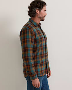 ALTERNATE VIEW OF MEN'S PLAID COTTON FREMONT FLANNEL SHIRT IN SEA BLUE/BROWN image number 4