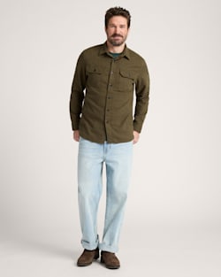 ALTERNATE VIEW OF MEN'S BURNSIDE COTTON FLANNEL SHIRT IN FOREST GREEN HEATHER image number 6