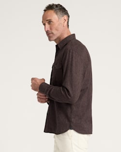 ALTERNATE VIEW OF MEN'S BURNSIDE COTTON FLANNEL SHIRT IN BROWN HEATHER image number 3