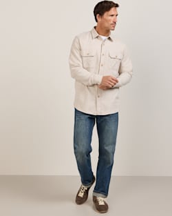 ALTERNATE VIEW OF MEN'S BURNSIDE COTTON FLANNEL SHIRT IN ECRU DONEGAL HEATHER image number 5