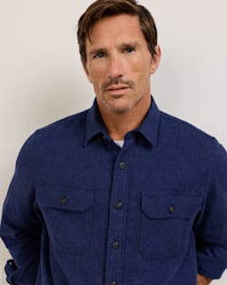 ALTERNATE VIEW OF MEN'S BURNSIDE COTTON FLANNEL SHIRT IN NAVY DONEGAL HEATHER image number 4