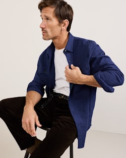 ALTERNATE VIEW OF MEN'S BURNSIDE COTTON FLANNEL SHIRT IN NAVY DONEGAL HEATHER image number 6