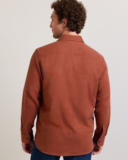 ALTERNATE VIEW OF MEN'S BURNSIDE COTTON FLANNEL SHIRT IN RED DONEGAL HEATHER image number 2